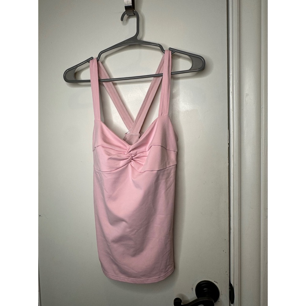 Fila Sport Pink Twist Front Crossback Athletic Tank Top with Shelf Bra Small